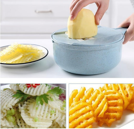Praktiskt mandolin- och grönsaksskärare med sil