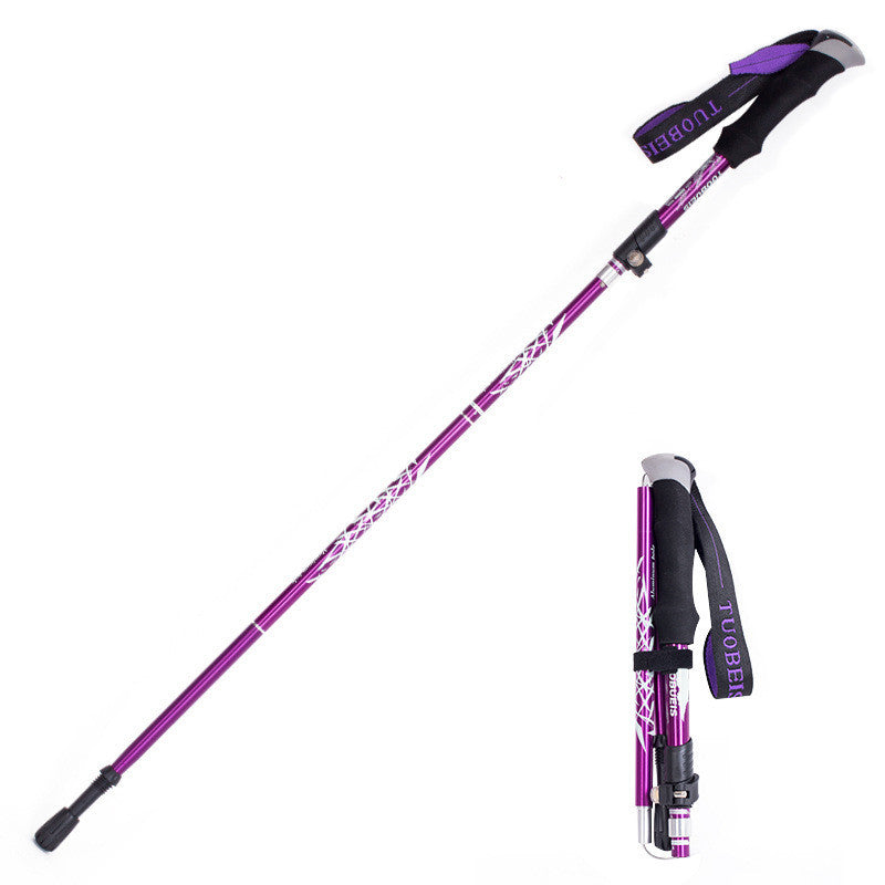 Ultralight Aluminum Alloy 5Sections Walking Poles Adjustable Trekking Poles Telescopic Walking Sticks Anti Shock Hiking