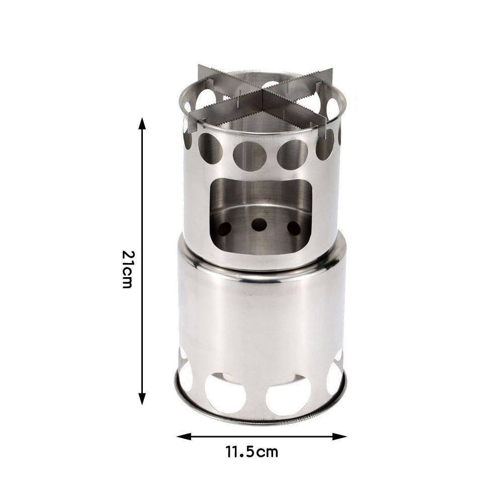 Portable Camping Stove Combo Wood Burning Stainless Steel Stove And Cooking Pot Set For Outdoor Backpacking Fishing